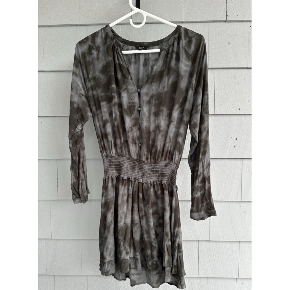 Rails Jasmine Dress Small Slate‎ Tie Dye Mini Long Sleeve Button Front Boho Chic - Picture 2 of 7
